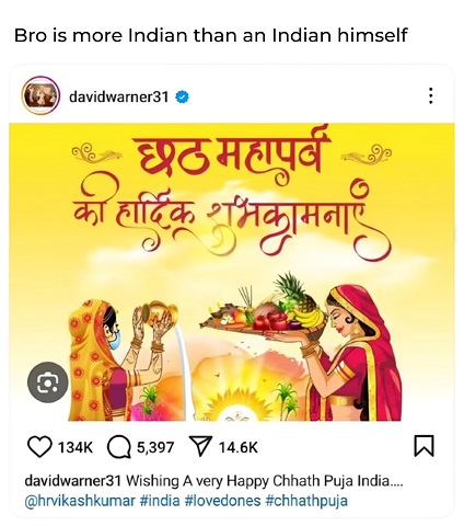 David Warner wishing Chhath Puja.jpg